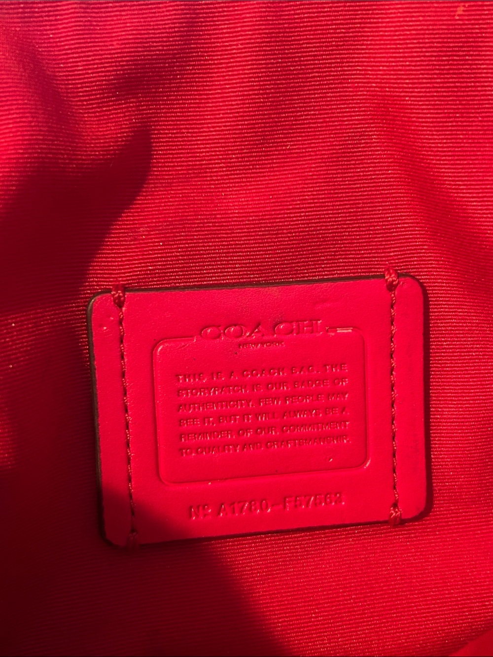 Coach Bright Red Pebbled Leather Shoulder Tote - Picture 5 of 10